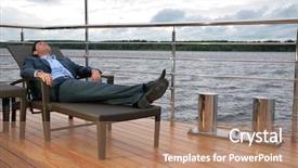  Presentation with man in suit and tie - Amazing slides having who rests in chaise lounge backdrop and a coral colored foreground