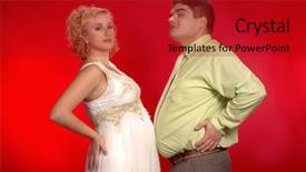  Presentation with big fat belly girl - Cool new slide set with different pairs people - who's belly is larger -2 backdrop and a crimson colored foreground