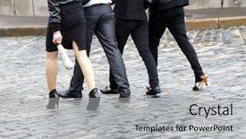  Presentation with pavement - Slide set having who walk along the pavement background and a light gray colored foreground