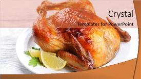  Presentation with chicken - Presentation design enhanced with whole - delicious baked chicken on plate background and a coral colored foreground