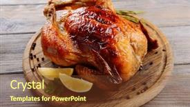  Presentation with chicken - Slide set featuring whole - delicious baked chicken on table background and a tawny brown colored foreground