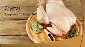  Presentation with chicken - Colorful presentation theme enhanced with whole - raw chicken on wooden table backdrop and a coral colored foreground