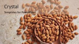  Presentation with water farming almonds - Theme having whole almonds in a brown background and a coral colored foreground