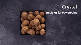  Presentation with cracked - Amazing PPT layouts having whole and cracked walnuts backdrop and a dark gray colored foreground