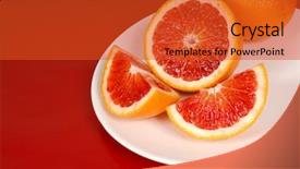  Presentation with white plate - Theme consisting of whole and cut up blood background and a  colored foreground