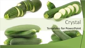  Presentation with cut - Cool new presentation design with whole-and-cut-zucchini-cucurbita backdrop and a soft green colored foreground