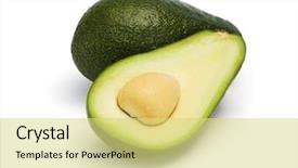  Presentation with avocado - Amazing theme having whole and half avocado fruit isolated on white background backdrop and a yellow colored foreground