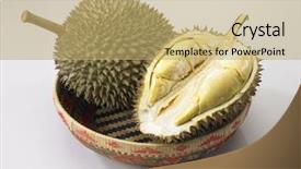  Presentation with durian - PPT theme having whole and half durian background and a yellow colored foreground