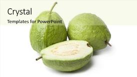  Presentation with guava fruits - Cool new PPT theme with whole and half fresh guava backdrop and a blonde colored foreground