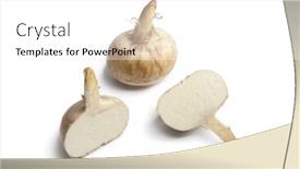  Presentation with fresh ginger root on white - Slides having whole-and-half-jicama-roots background and a white colored foreground