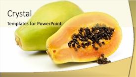  Presentation with papaya - PPT layouts having whole and half papaya fruits isolated on white background background and a blonde colored foreground