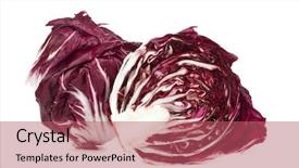  Presentation with half white and half bright coloured - Colorful theme enhanced with whole-and-half-radicchio-lettuce backdrop and a coral colored foreground