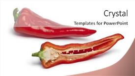  Presentation with sweet - Presentation theme with whole and half sweet pointed red bell pepper isolated on white background background and a white colored foreground