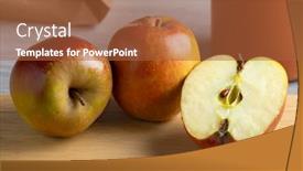  Presentation with apple - Colorful PPT theme enhanced with whole-and-halved-fresh-tasty backdrop and a red colored foreground