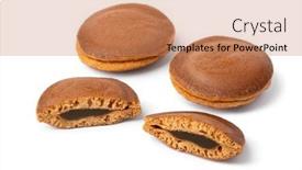  Presentation with japanese - PPT theme consisting of whole-and-halved-japanese-dorayaki background and a coral colored foreground
