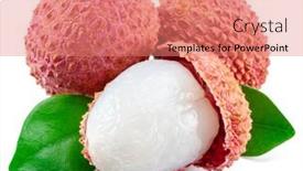  Presentation with fruit lychee - Slide set with whole-and-opened-lychee-fruit background and a  colored foreground