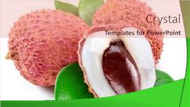 Presentation with fruit lychee - Presentation enhanced with whole-and-opened-lychee-fruit background and a coral colored foreground