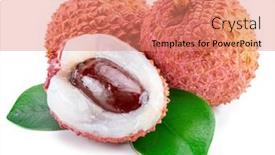  Presentation with fruit lychee - Presentation theme with whole-and-opened-lychee-fruit background and a  colored foreground