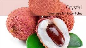  Presentation with fruit lychee - Presentation theme having whole-and-opened-lychee-fruit background and a coral colored foreground