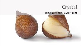  Presentation with fruit - Theme featuring whole and peeled snake fruit isolated on white background background and a white colored foreground