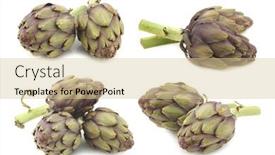  Presentation with stem - Theme featuring whole-artichokes-with-a-stem background and a soft green colored foreground