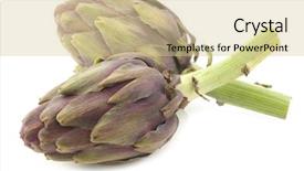  Presentation with stem - Slide set featuring whole artichokes with a stem on a white background background and a lemonade colored foreground