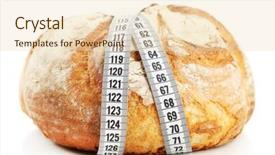  Presentation with tape - PPT theme featuring whole being - fresh bread with measuring tape background and a  colored foreground