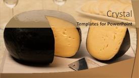  Presentation with cheese - Slide set having whole-belgian-corsendonk-cheese background and a yellow colored foreground