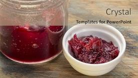  Presentation with sauce - Colorful slide deck enhanced with whole-berry-cranberry-sauce-glass backdrop and a coral colored foreground