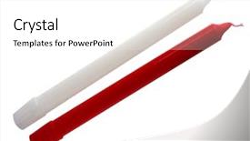  Presentation with peppermint candy cane on white - Audience pleasing PPT theme consisting of whole candle isolated on white backdrop and a white colored foreground