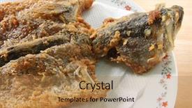  Presentation with deep - Slides consisting of whole deep fried fish served background and a coral colored foreground