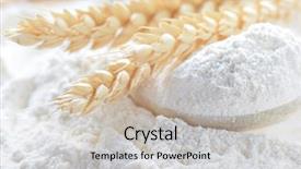  Presentation with whole wheat flour - Amazing PPT theme having whole flour and wheat ears backdrop and a light gray colored foreground