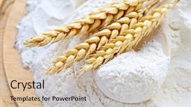  Presentation with whole wheat flour - Presentation theme consisting of whole flour and wheat ears background and a soft green colored foreground