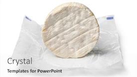  Presentation with white cheese - Amazing presentation design having whole-french-white-camembert-cheese backdrop and a white colored foreground