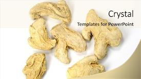  Presentation with ginger - Amazing PPT theme having shapeless - whole ginger roots backdrop and a lemonade colored foreground