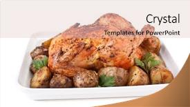  Presentation with roasted chicken - PPT theme having whole golden roasted chicken background and a lemonade colored foreground