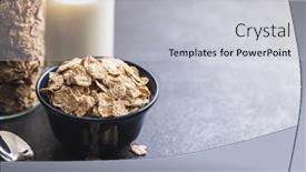  Presentation with flakes cereal - Presentation design having whole-grain-cereal-flakes-wholegrain background and a light gray colored foreground