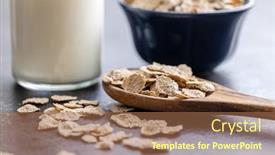  Presentation with flakes cereal - Slide deck enhanced with whole-grain-cereal-flakes-wholegrain background and a coral colored foreground