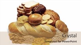  Presentation with grains - PPT layouts with whole grains - bread and pasta group background and a yellow colored foreground