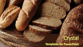  Presentation with bread - Slides enhanced with whole grains - fresh bread on the wooden background and a tawny brown colored foreground