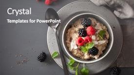  Presentation with brunch breakfast buffet healthy continental - Beautiful presentation featuring whole grains - healthy breakfast oatmeal porridge backdrop and a gray colored foreground