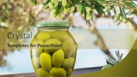  Presentation with olive green - PPT theme consisting of whole-green-olives-cured background and a  colored foreground