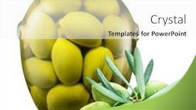  Presentation with olive green - Presentation theme with whole-green-olives-cured background and a  colored foreground
