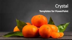  Presentation with leaves - PPT theme consisting of whole health - tangerines with leaves on wooden background and a  colored foreground