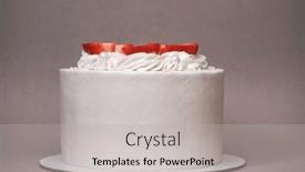  Presentation with strawberry - Presentation theme with whole-homemade-honey-cake-garnished background and a light gray colored foreground