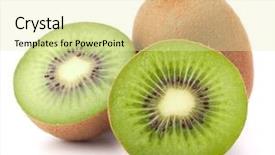  Presentation with kiwi fruit - Presentation design enhanced with whole-kiwi-fruit background and a soft green colored foreground