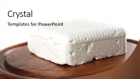  Presentation with feta cheese - Presentation with whole light soft feta cheese on dishware background and a white colored foreground