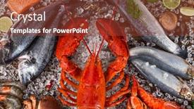  Presentation with octopus - Presentation theme having whole-lobster-with-seafood-crab background and a tawny brown colored foreground