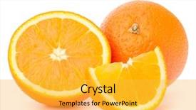  Presentation with orange fruit - Presentation theme having whole orange fruit and his background and a yellow colored foreground