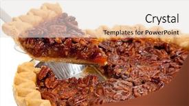  Presentation with banoffee pie cake on white - Presentation enhanced with whole pecan pie background and a light gray colored foreground